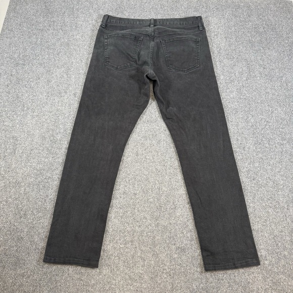 Uniqlo Selvedge Jeans Mens 32x32 (Fits 32x28) Black Slim Straight Stretch‎ Denim - Picture 3 of 15